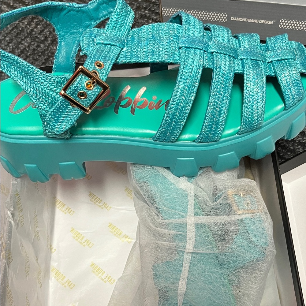 Cape Robbin Turquoise/Teal Strappy Sandals